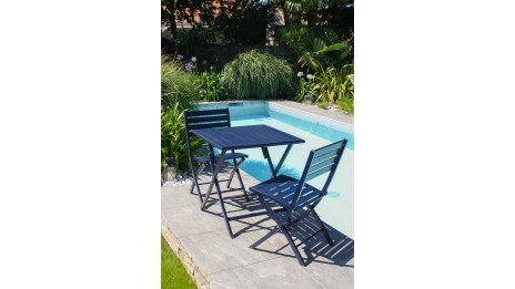 Chaise de jardin pliante MARIUS en aluminium - BLEU NUIT