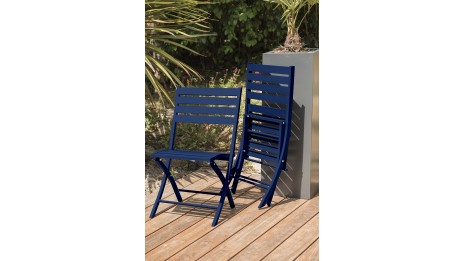 Chaise de jardin pliante MARIUS en aluminium - BLEU NUIT