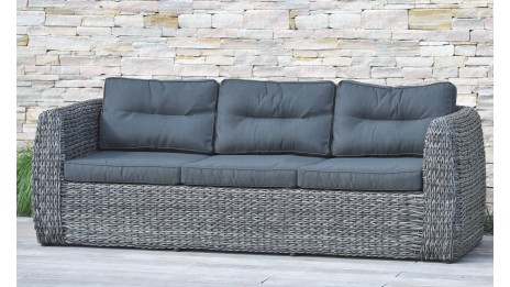 Salon bas de jardin BAHAMAS 7 places en résine tressée - GRIS ANTHRACITE