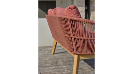 Salon bas de jardin BAHIA 4 places en bois d'acacia et corde tissée - TERRACOTTA