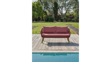 Salon bas de jardin BAHIA 4 places en bois d'acacia et corde tissée - TERRACOTTA