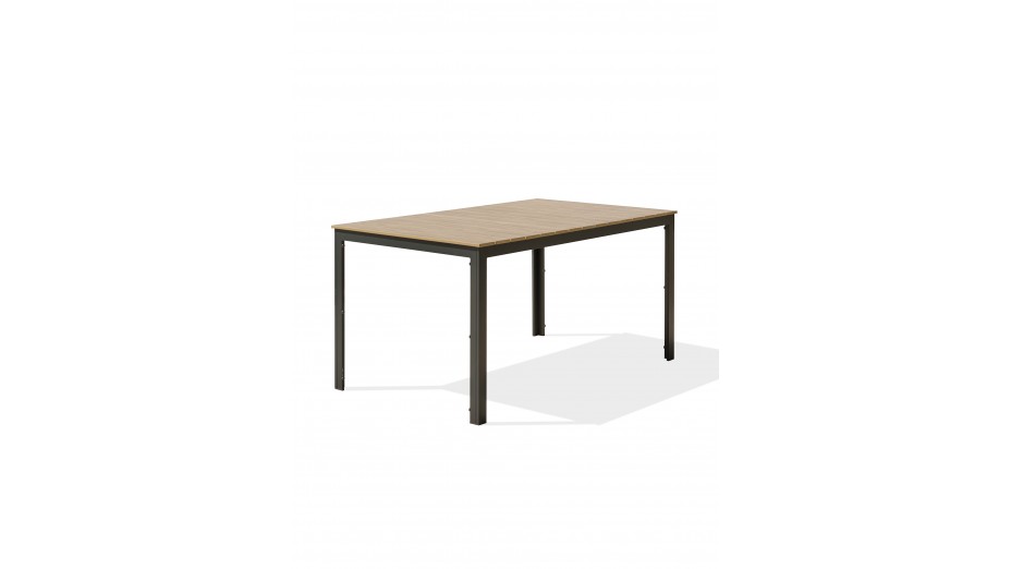 Table de jardin BOSTON (150x90 cm) en aluminium et plateau polywood imitation bois - GRIS ANTHRACITE