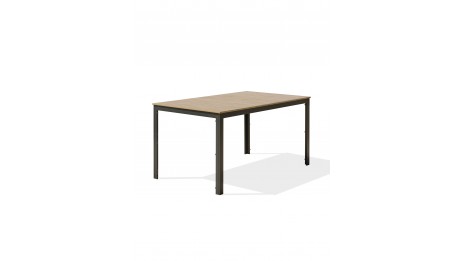 Table de jardin BOSTON (150x90 cm) en aluminium et plateau polywood imitation bois - GRIS ANTHRACITE