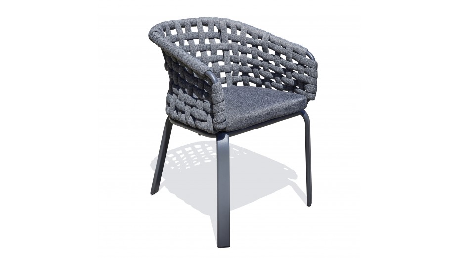 Fauteuil de jardin CAMARGUE en corde tissée et aluminium - GRIS ANTHRACITE