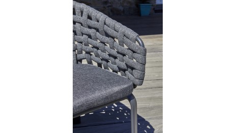 Fauteuil de jardin CAMARGUE en corde tissée et aluminium - GRIS ANTHRACITE