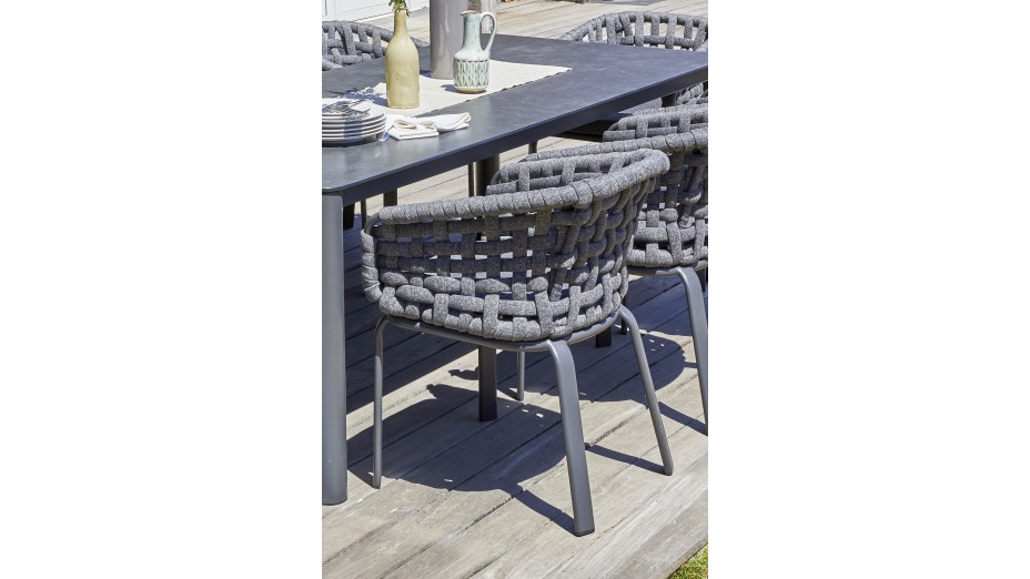 Fauteuil de jardin CAMARGUE en corde tissée et aluminium - GRIS ANTHRACITE