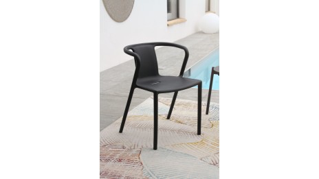 Fauteuil de jardin empilable DIEGO en polypropylène - NOIR