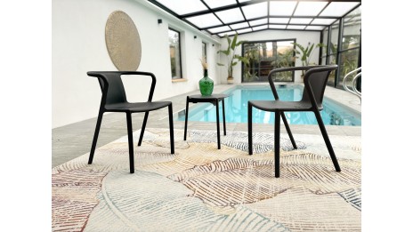 Fauteuil de jardin empilable DIEGO en polypropylène - NOIR