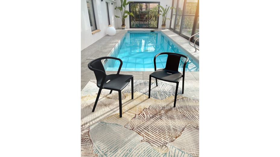 Fauteuil de jardin empilable DIEGO en polypropylène - NOIR