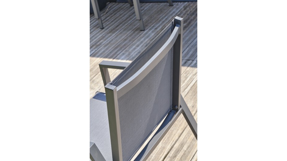 Fauteuil de jardin empilable FLORIDE en textilène et aluminium - GRIS ANTHRACITE
