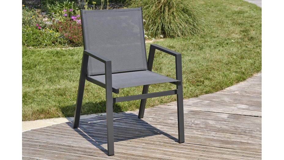 Lot composé de 2 fauteuils de jardin FLORIDE-FT-GRISANTH empilables