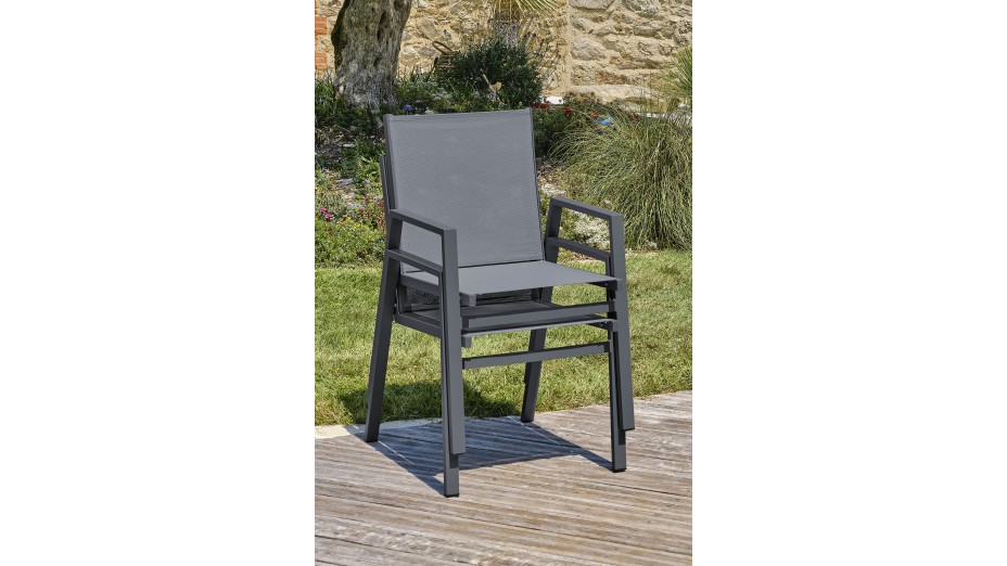 Lot composé de 2 fauteuils de jardin FLORIDE-FT-GRISANTH empilables