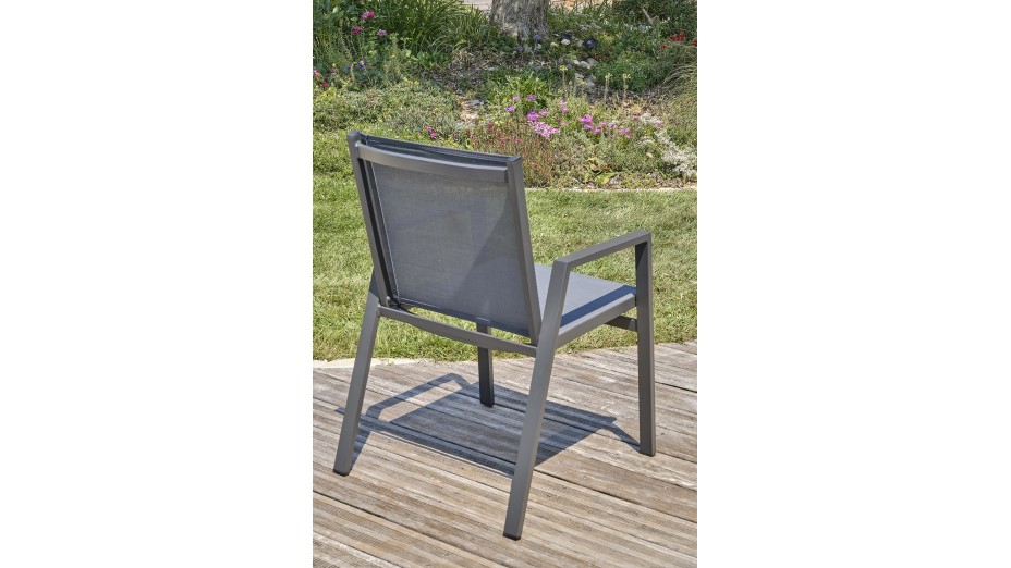 Lot composé de 2 fauteuils de jardin FLORIDE-FT-GRISANTH empilables
