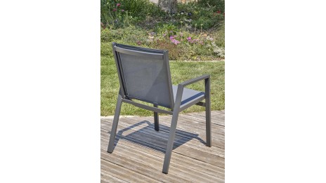 Lot composé de 2 fauteuils de jardin FLORIDE-FT-GRISANTH empilables