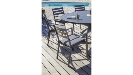 Fauteuil de jardin empilable PELOSA en aluminium - GRIS ANTHRACITE