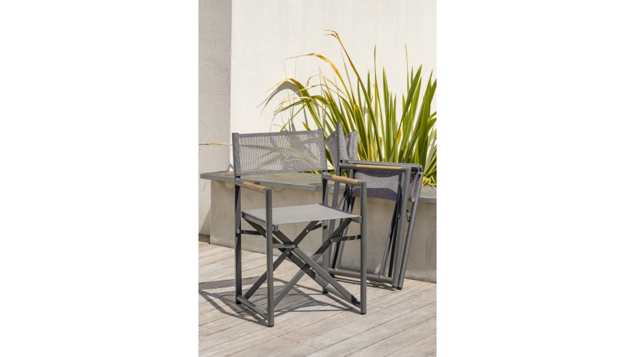 Fauteuil de jardin pliant HONFLEUR en aluminium et textilène - GRIS ANTHRACITE