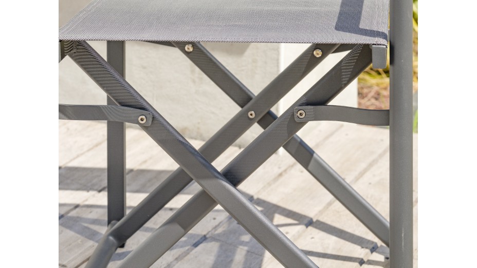 Fauteuil de jardin pliant HONFLEUR en aluminium et textilène - GRIS ANTHRACITE