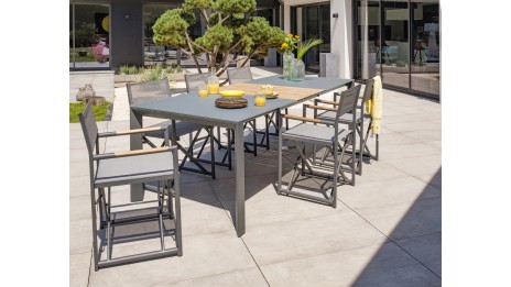 Fauteuil de jardin pliant HONFLEUR en aluminium et textilène - GRIS ANTHRACITE