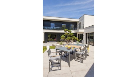 Fauteuil de jardin pliant HONFLEUR en aluminium et textilène - GRIS ANTHRACITE