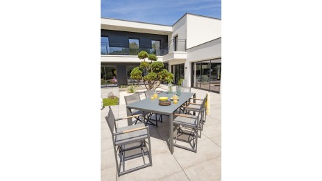 Fauteuil de jardin pliant HONFLEUR en aluminium et textilène - GRIS ANTHRACITE