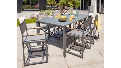 Fauteuil de jardin pliant HONFLEUR en aluminium et textilène - GRIS ANTHRACITE