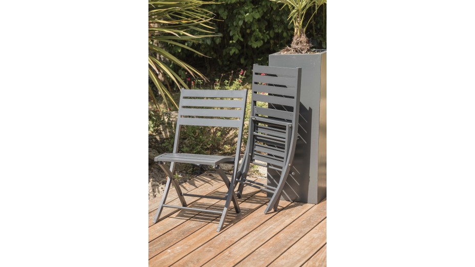 Chaise de jardin pliante MARIUS en aluminium - GRIS ANTHRACITE