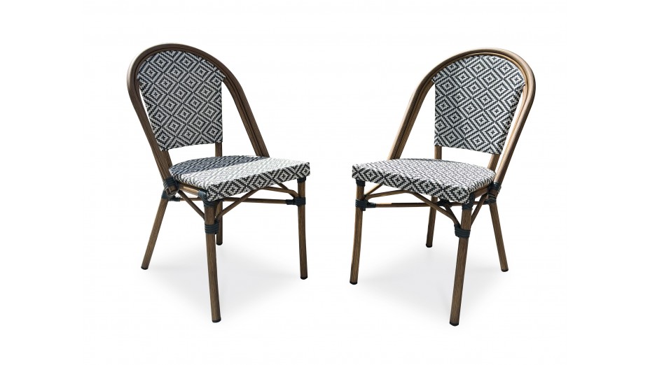 Lot composé de 2 fauteuils de jardin BISTRO-FT-TEX-BLEU empilables