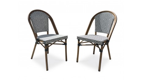 Lot composé de 2 fauteuils de jardin BISTRO-FT-TEX-BLEU empilables