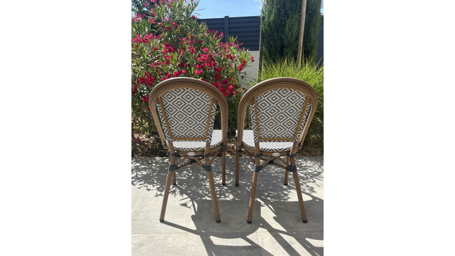 Lot composé de 2 fauteuils de jardin BISTRO-FT-TEX-BLEU empilables