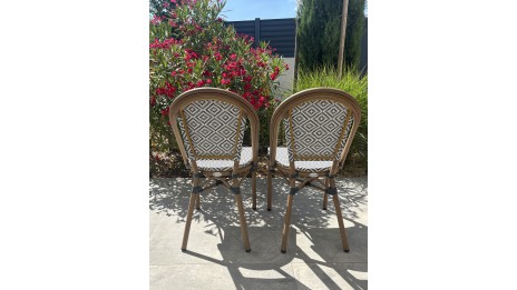 Lot composé de 2 fauteuils de jardin BISTRO-FT-TEX-BLEU empilables