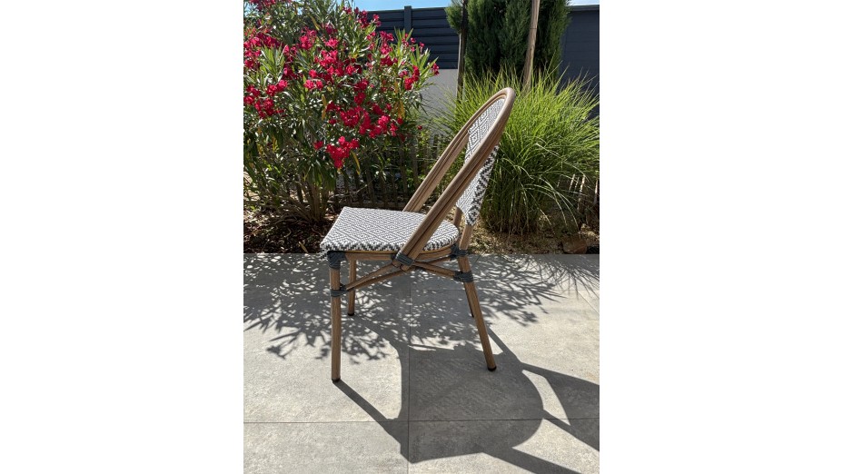 Lot composé de 2 fauteuils de jardin BISTRO-FT-TEX-BLEU empilables
