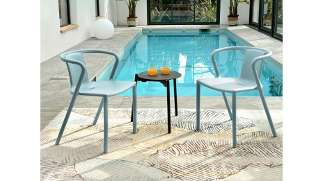 Lot composé de 2 fauteuils de jardin DIEGO-FT-AZUR empilables