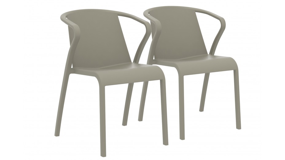 Lot composé de 2 fauteuils de jardin FADO-FT-TAUPE empilables