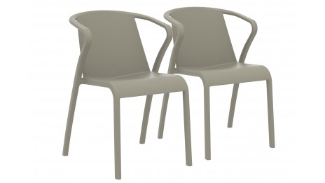 Lot composé de 2 fauteuils de jardin FADO-FT-TAUPE empilables