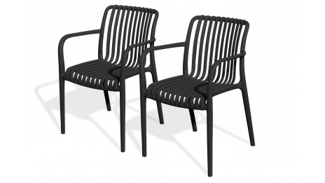 Lot composé de 2 fauteuils de jardin TIAGO-FT-NOIR empilables