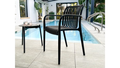 Lot composé de 2 fauteuils de jardin TIAGO-FT-NOIR empilables