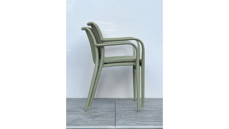 Fauteuil de jardin empilable TIAGO en polypropylène - OLIVE