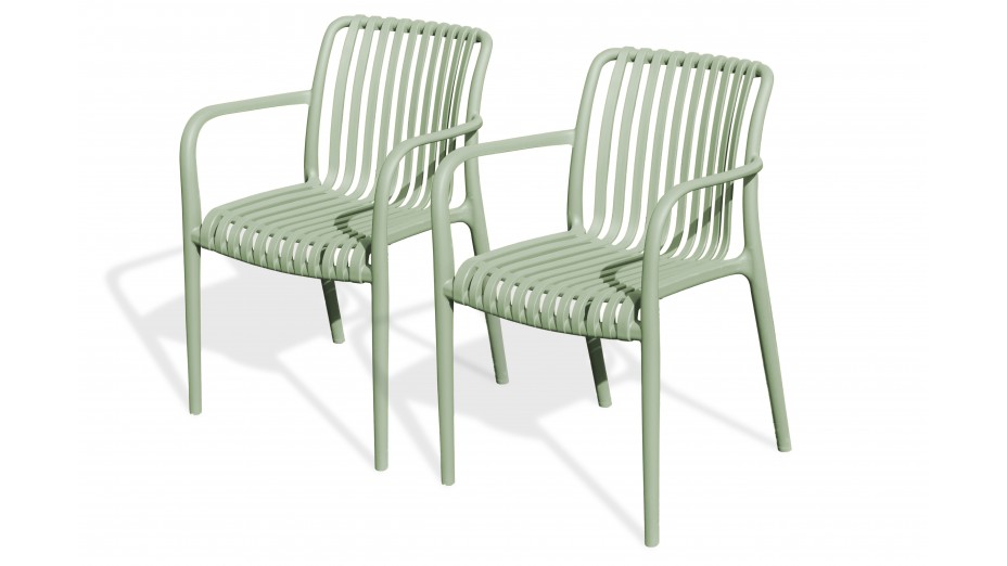 Lot composé de 2 fauteuils de jardin TIAGO-FT-OLIVE empilables