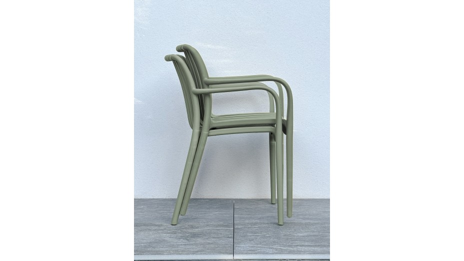 Lot composé de 2 fauteuils de jardin TIAGO-FT-OLIVE empilables