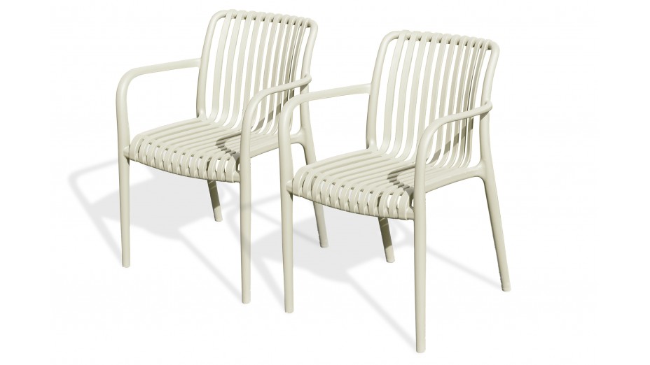 Lot composé de 2 fauteuils de jardin TIAGO-FT-SABLE empilables