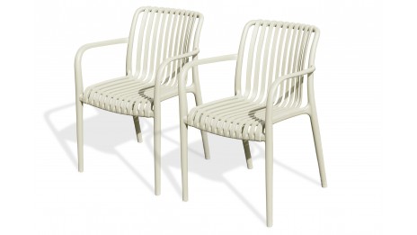 Lot composé de 2 fauteuils de jardin TIAGO-FT-SABLE empilables
