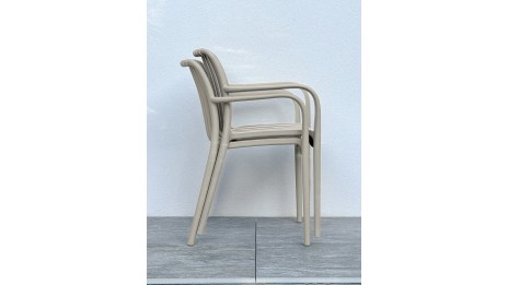 Lot composé de 2 fauteuils de jardin TIAGO-FT-SABLE empilables