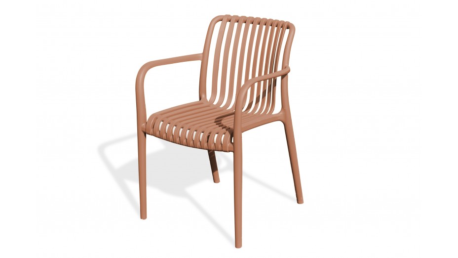 Fauteuil de jardin empilable TIAGO en polypropylène - TERRACOTTA
