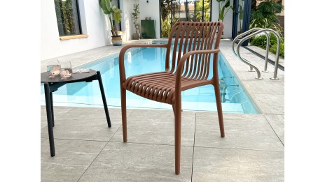 Fauteuil de jardin empilable TIAGO en polypropylène - TERRACOTTA