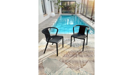 Lot composé de 2 fauteuils de jardin DIEGO-FT-GRISANTH empilables