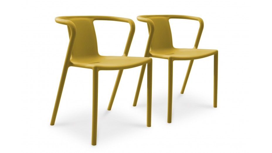 Lot composé de 2 fauteuils de jardin DIEGO-FT-MOUTARDE empilables