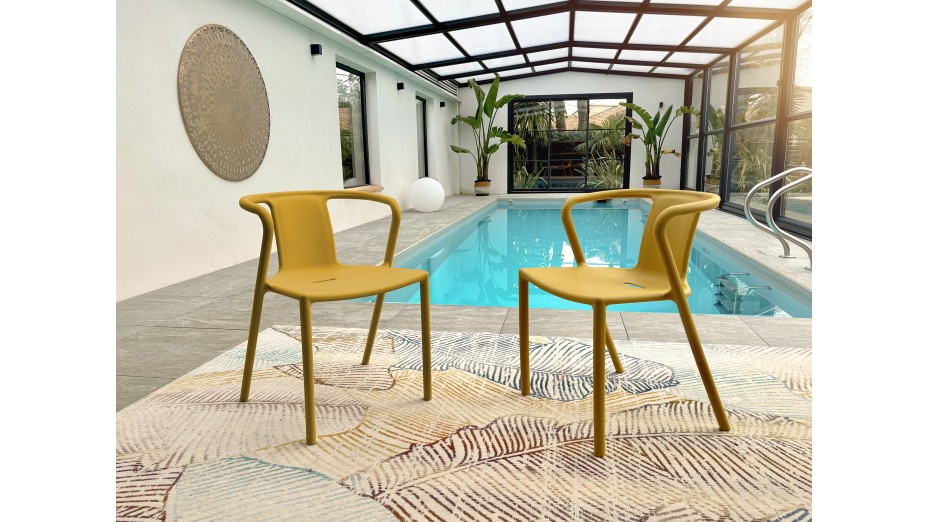 Lot composé de 2 fauteuils de jardin DIEGO-FT-MOUTARDE empilables
