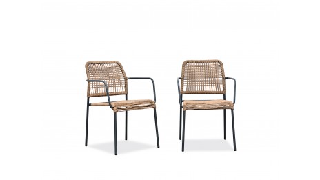 Lot composé de 2 fauteuils de jardin empilables MARCEAU-FT-ANTH