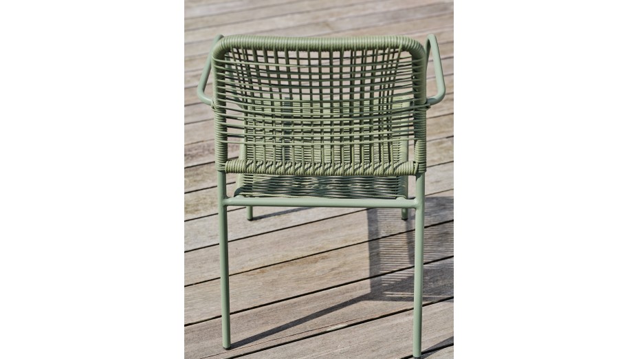 Fauteuil de jardin empilable MARCEAU en corde et acier - OLIVE