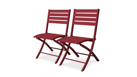 Lot composé de 2 chaises de jardin pliantes MARIUS-CP-CARMIN